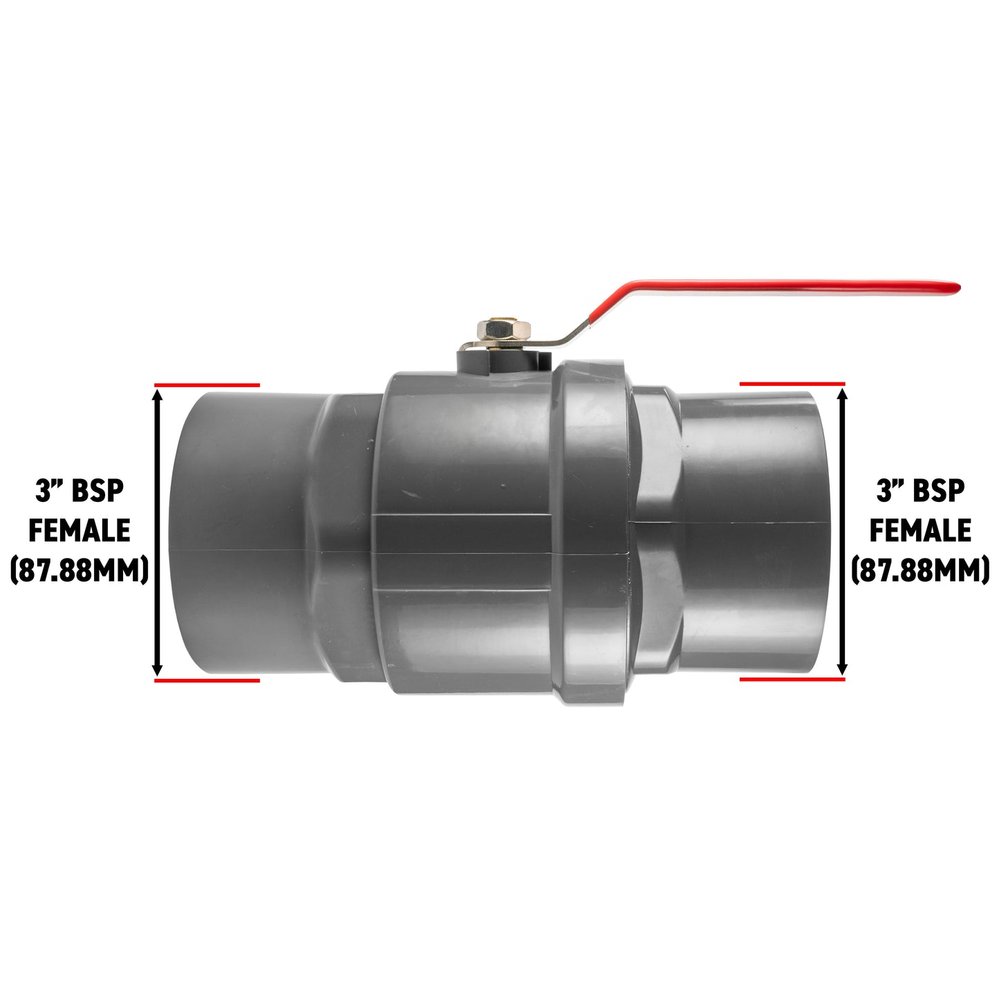 Polypropylene Lever Valve with Stainless Steel Ball, 3"