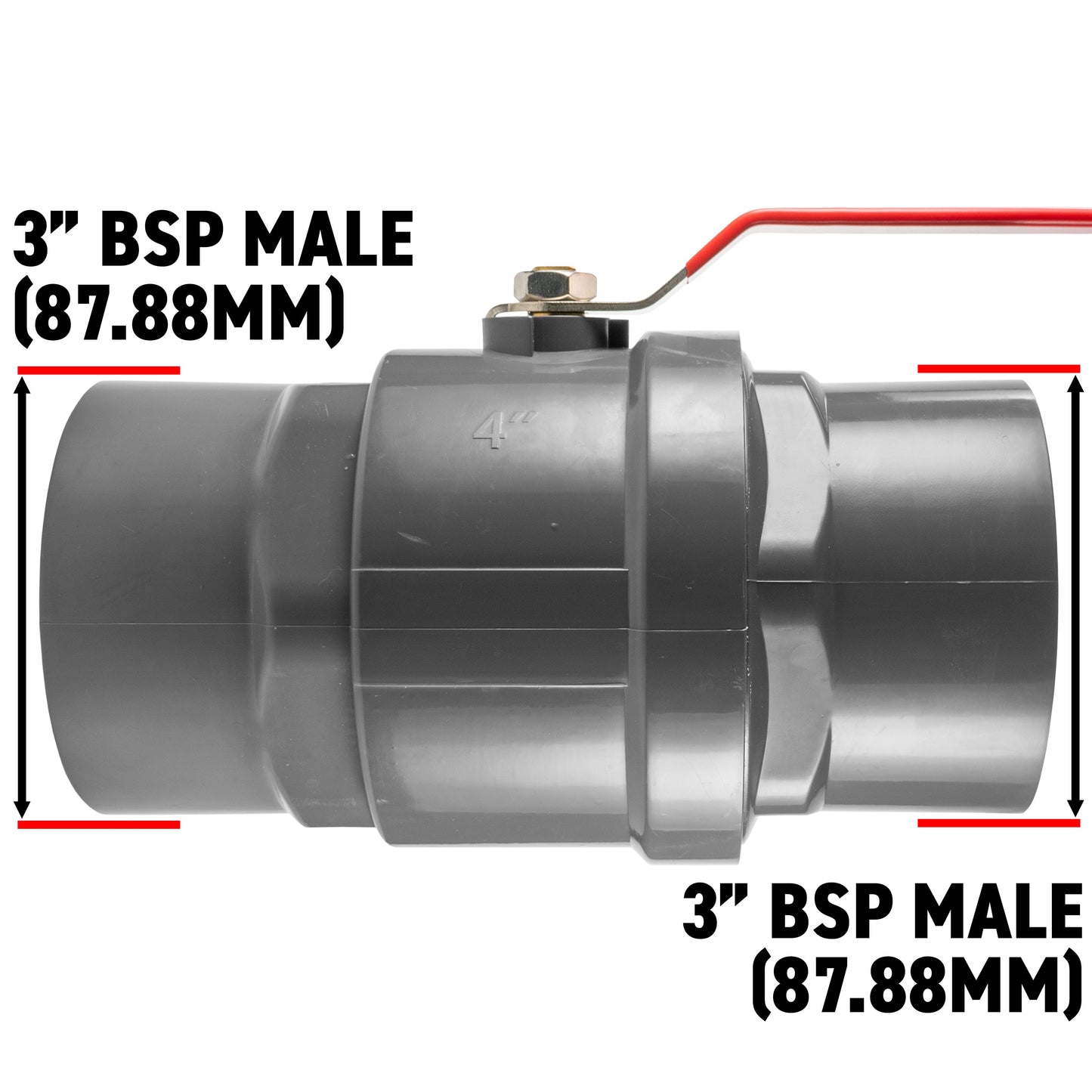 Polypropylene Lever Valve with Stainless Steel Ball, 3"