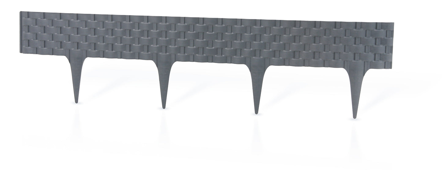 Grey Rattan Texture Palisade Lawn Edging, 2.4m