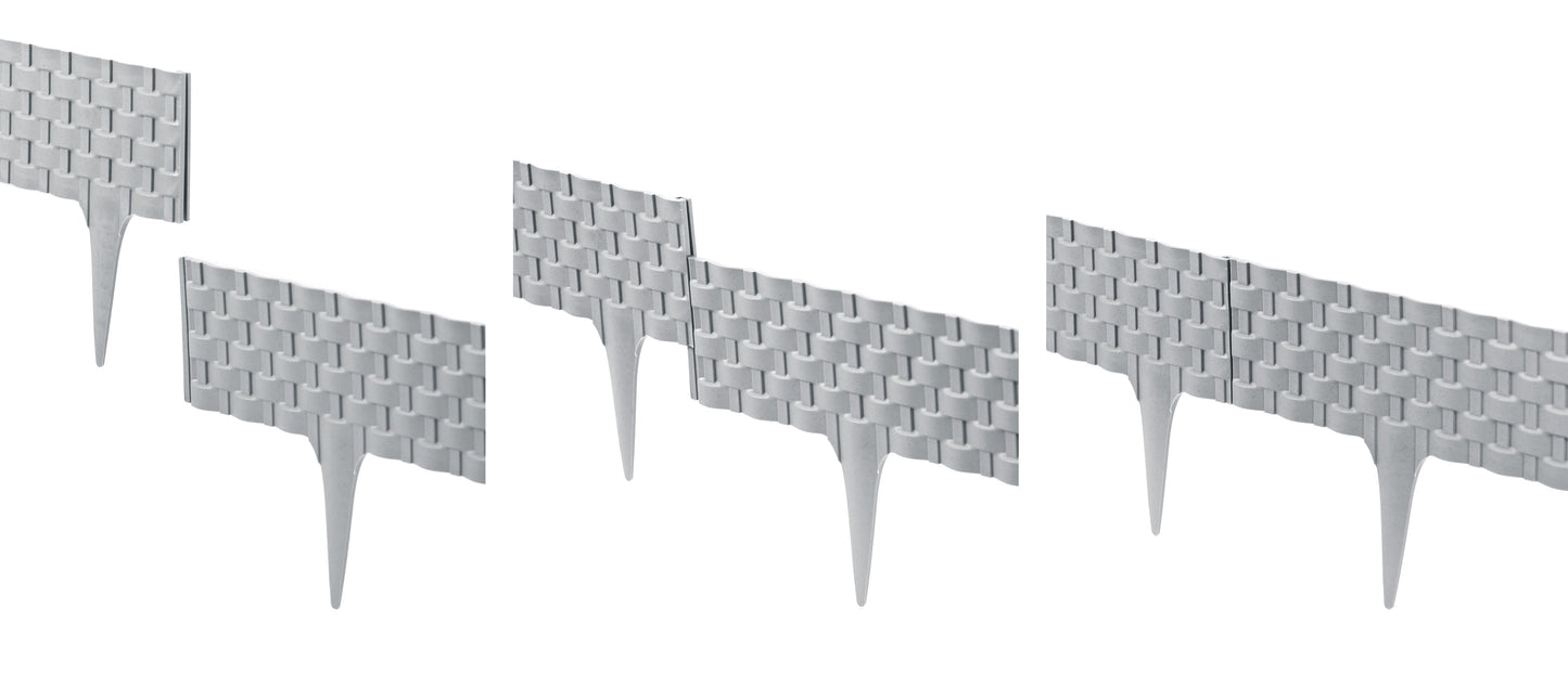 Grey Rattan Texture Palisade Lawn Edging, 2.4m