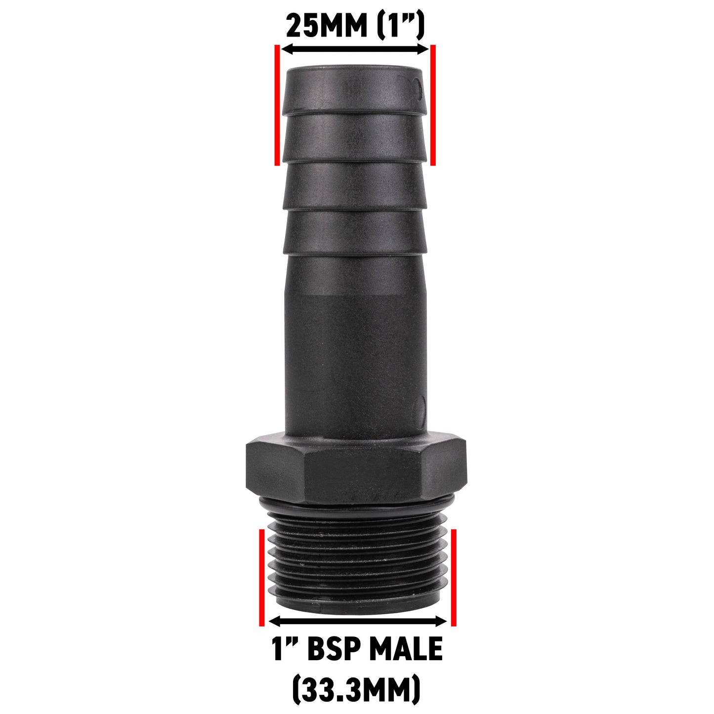 Stainless Steel Ball PP Valve & Barbed Outlet, 1"