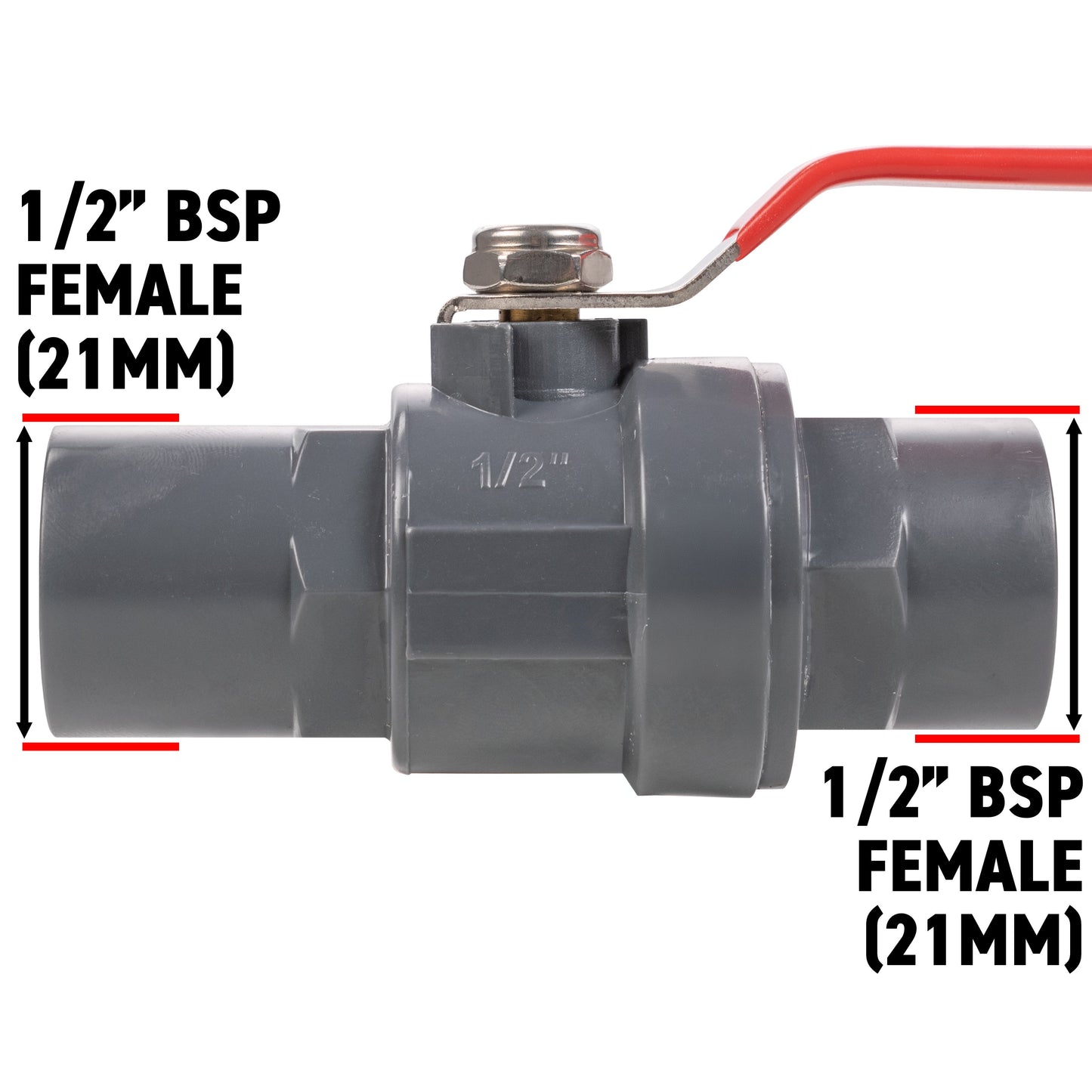 Polypropylene Lever Valve with Stainless Steel Ball, 1/2"