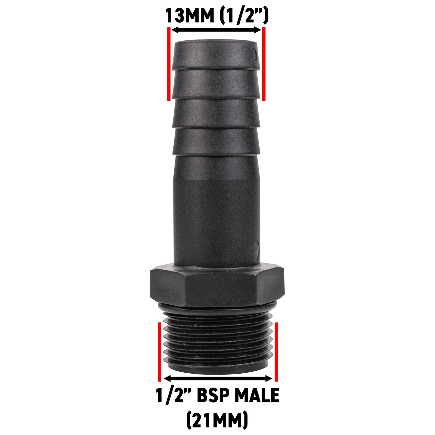 Stainless Steel Ball PP Valve & Barbed Outlet, 1/2"
