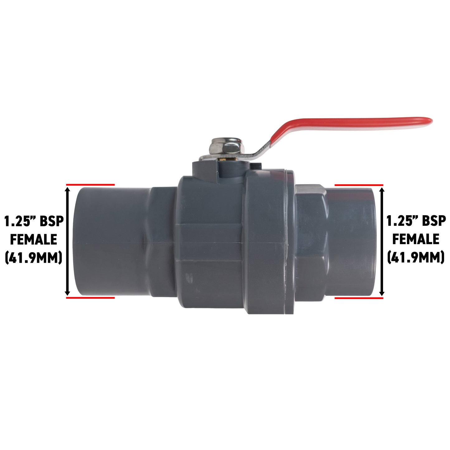 Stainless Steel Ball PP Valve & Barbed Outlet, 1.25"