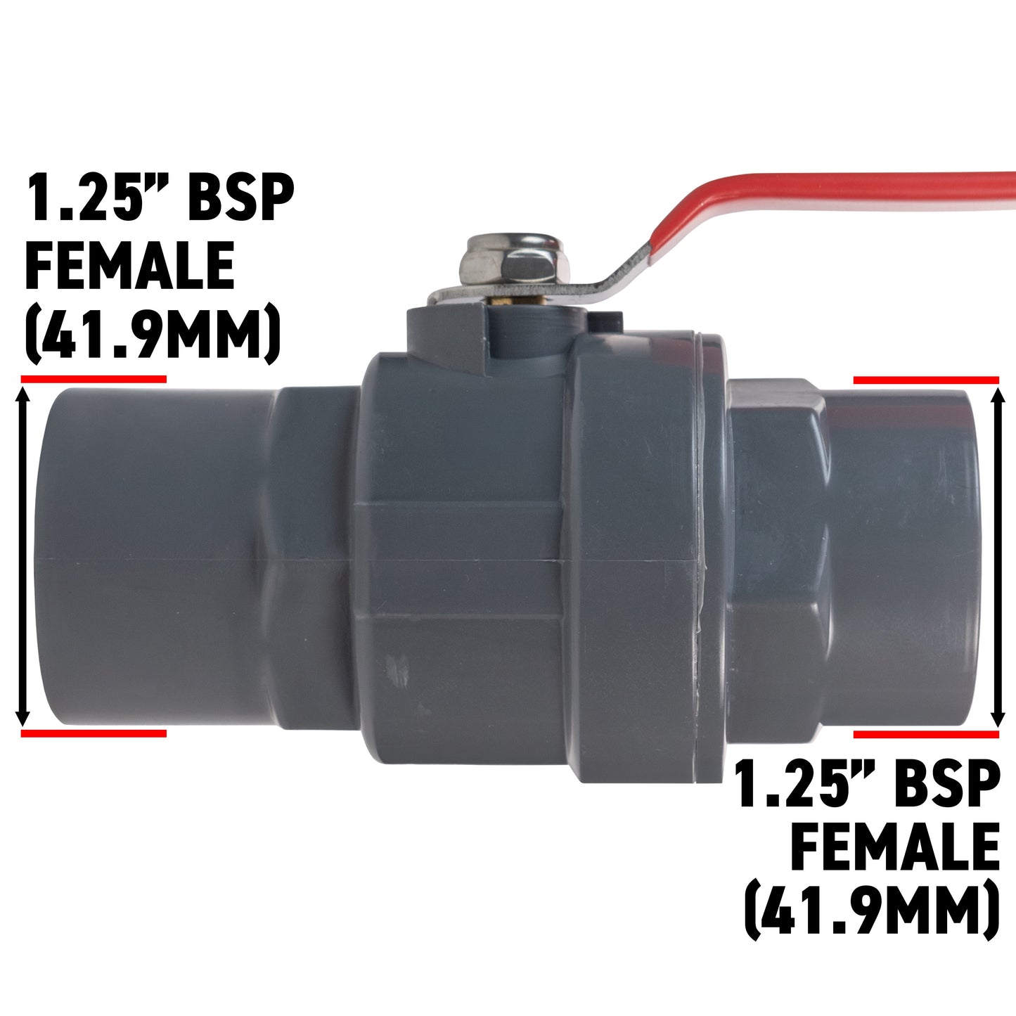 Stainless Steel Ball PP Valve & Barbed Outlet, 1.25"