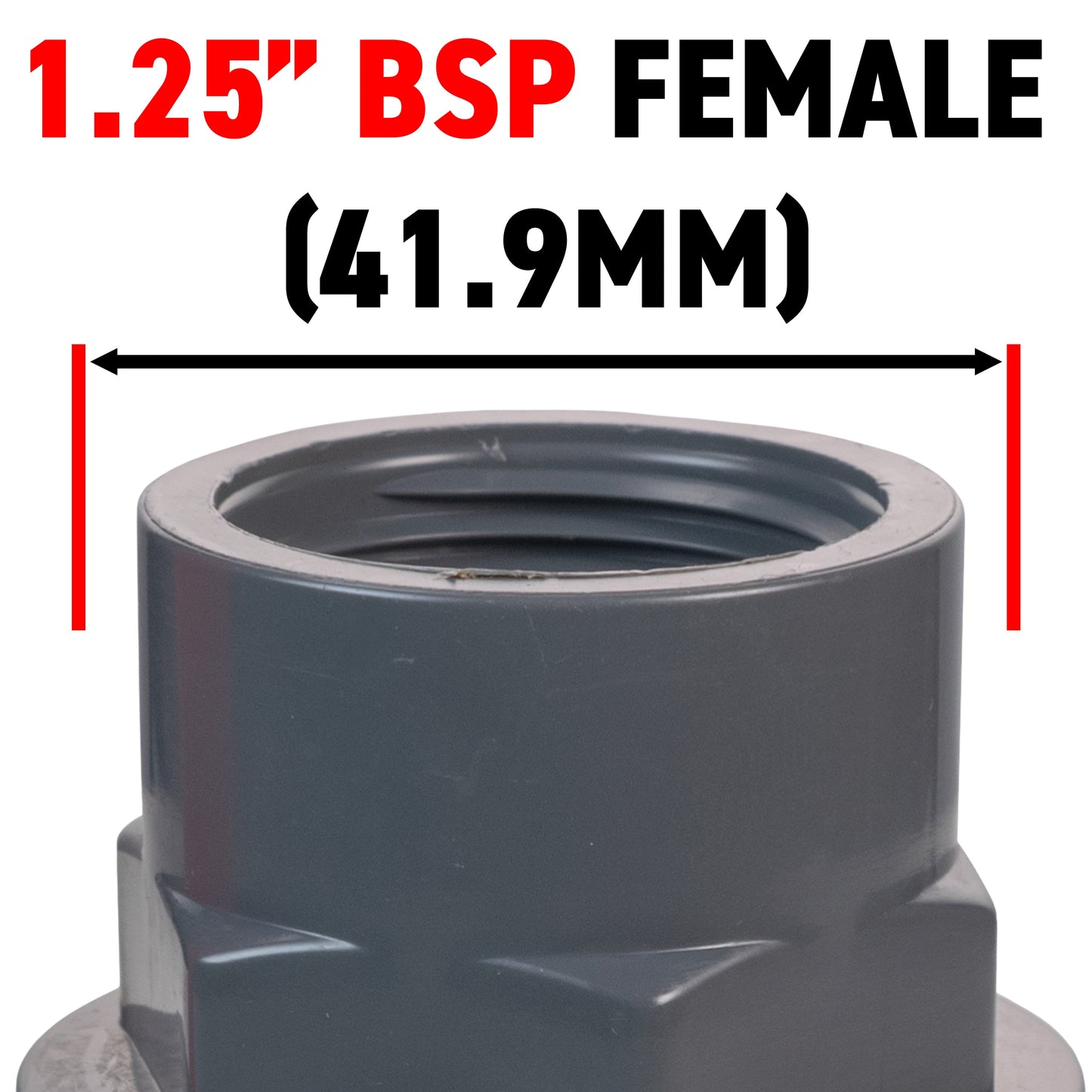 Stainless Steel Ball PP Valve & Barbed Outlet, 1.25"