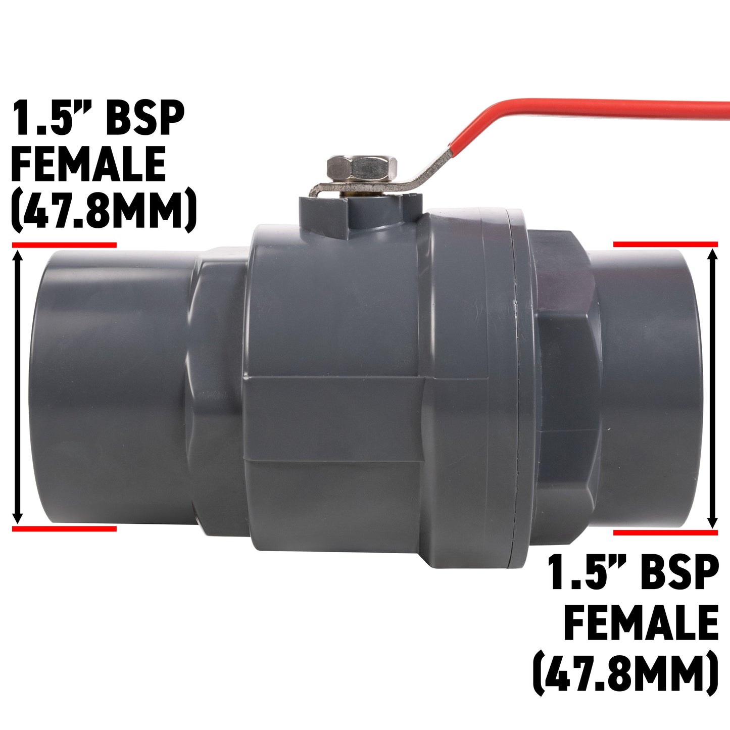 Stainless Steel Ball PP Valve & Barbed Outlet, 1.5"