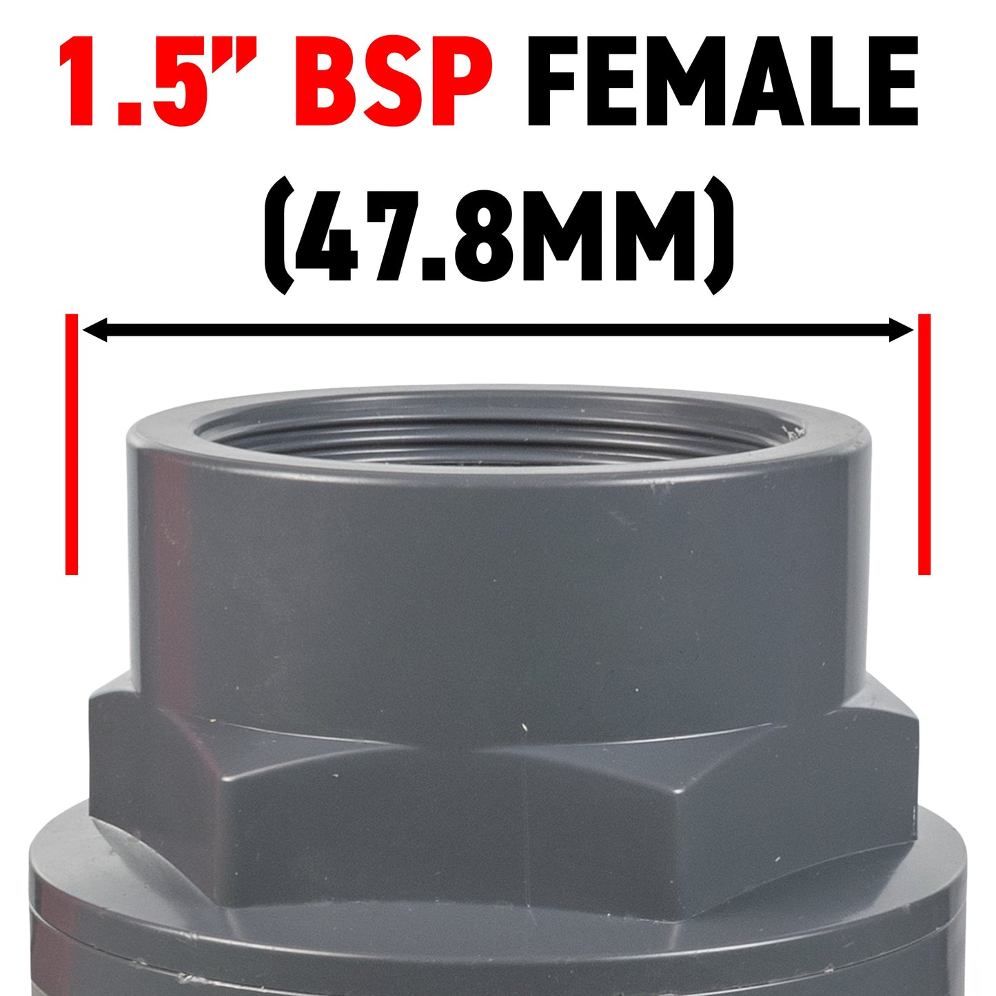 Stainless Steel Ball PP Valve & Barbed Outlet, 1.5"