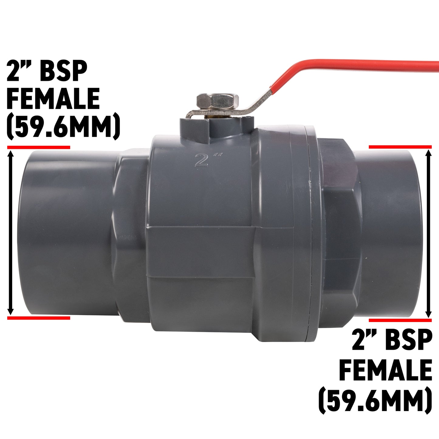 Stainless Steel Ball PP Valve & Barbed Outlet, 2"