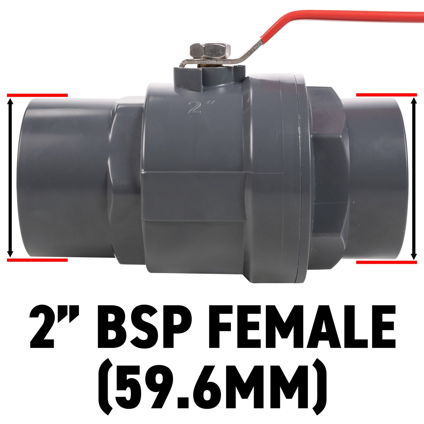 Stainless Steel Ball PP Valve & Barbed Outlet, 2"