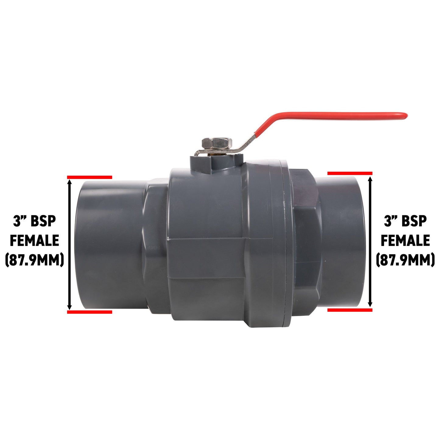 Stainless Steel Ball PP Valve & Barbed Outlet, 3"