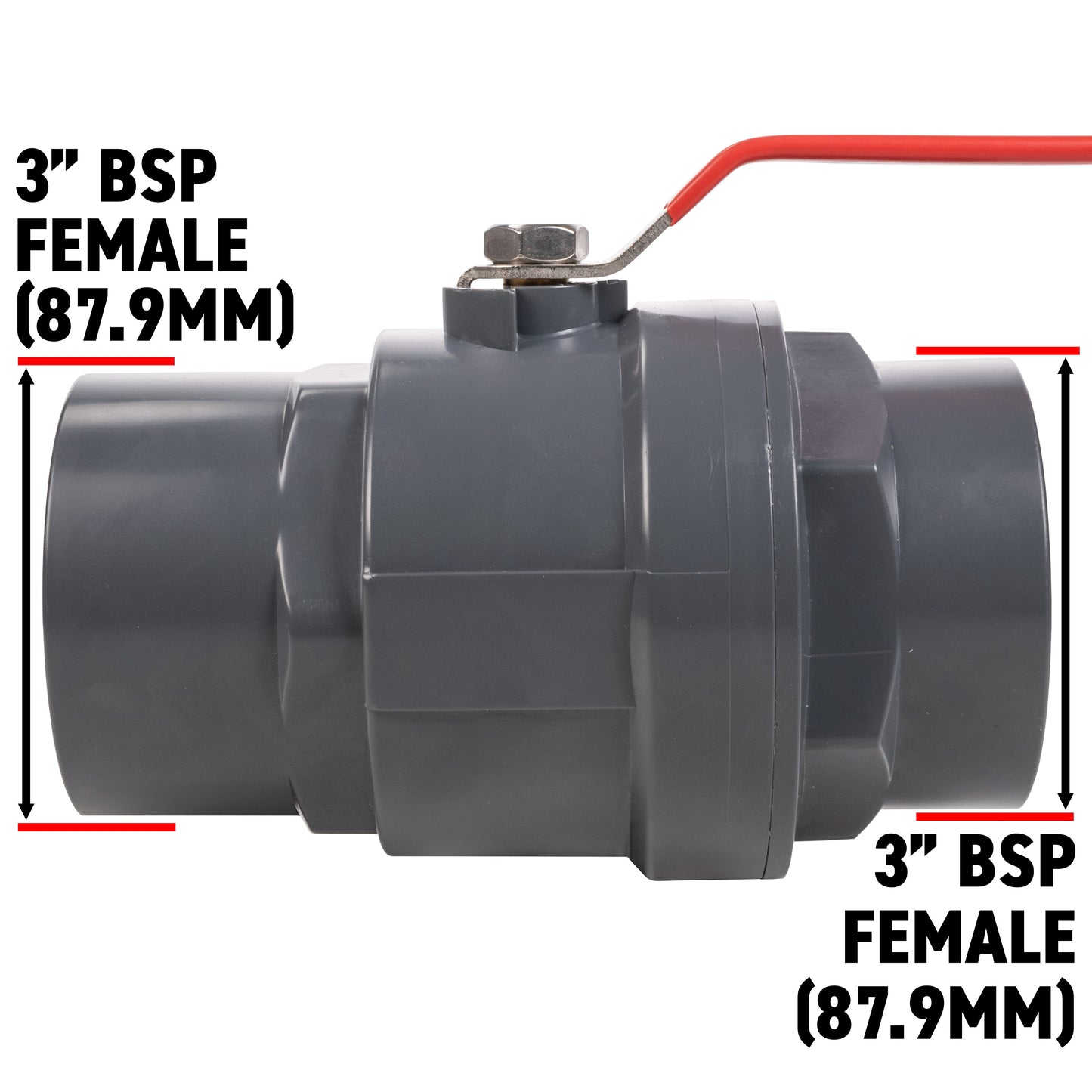 Stainless Steel Ball PP Valve & Barbed Outlet, 3"