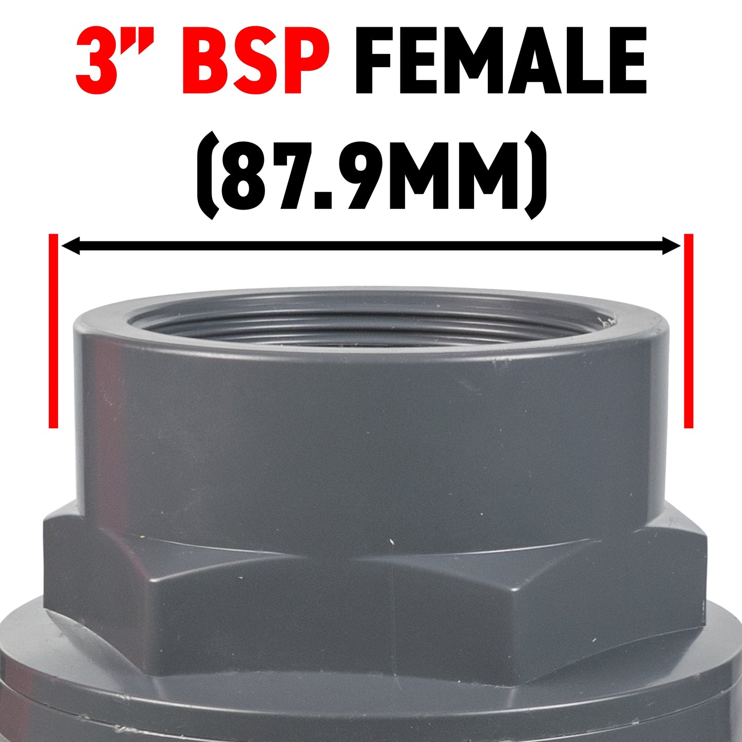 Stainless Steel Ball PP Valve & Barbed Outlet, 3"