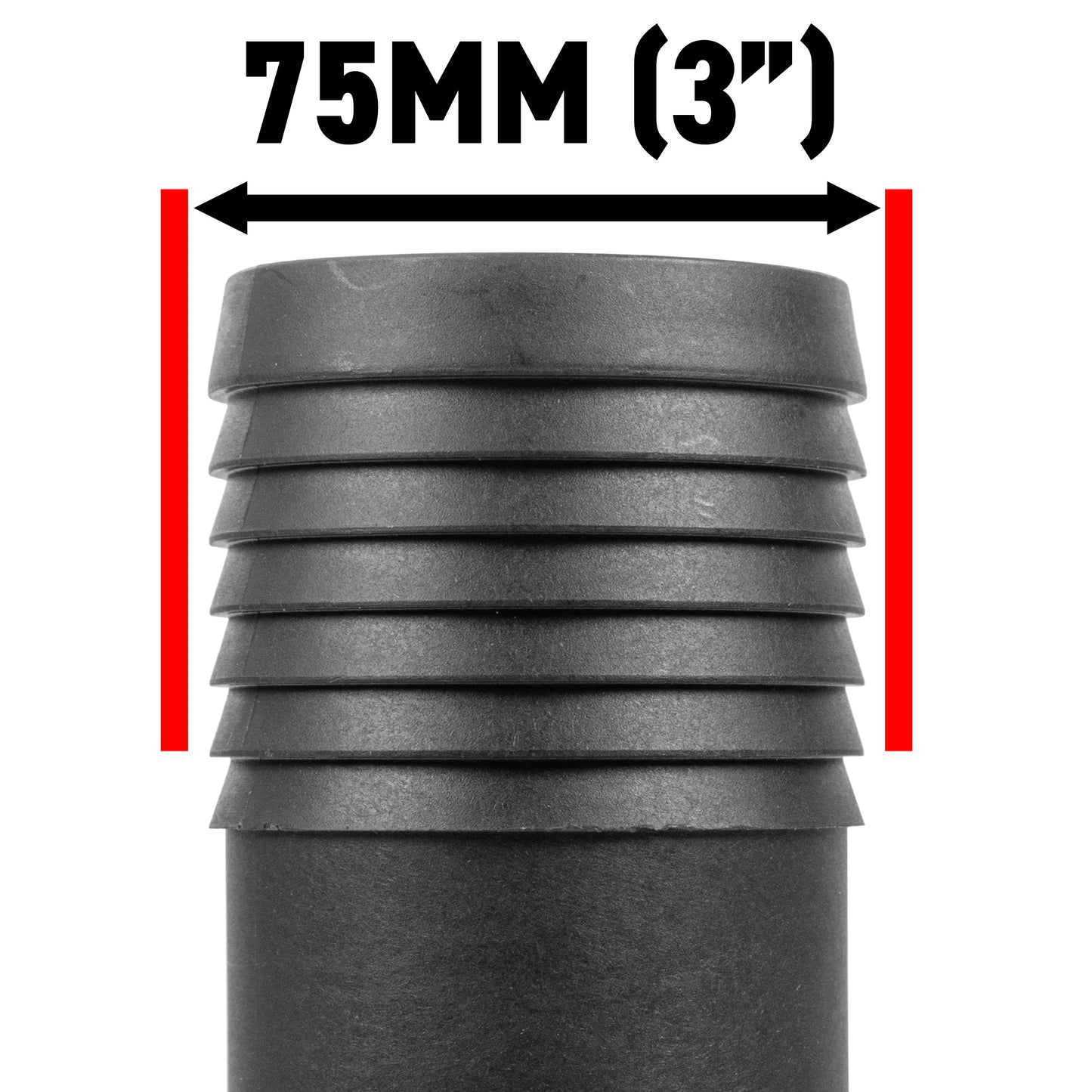 Stainless Steel Ball PP Valve & Barbed Outlet, 3"