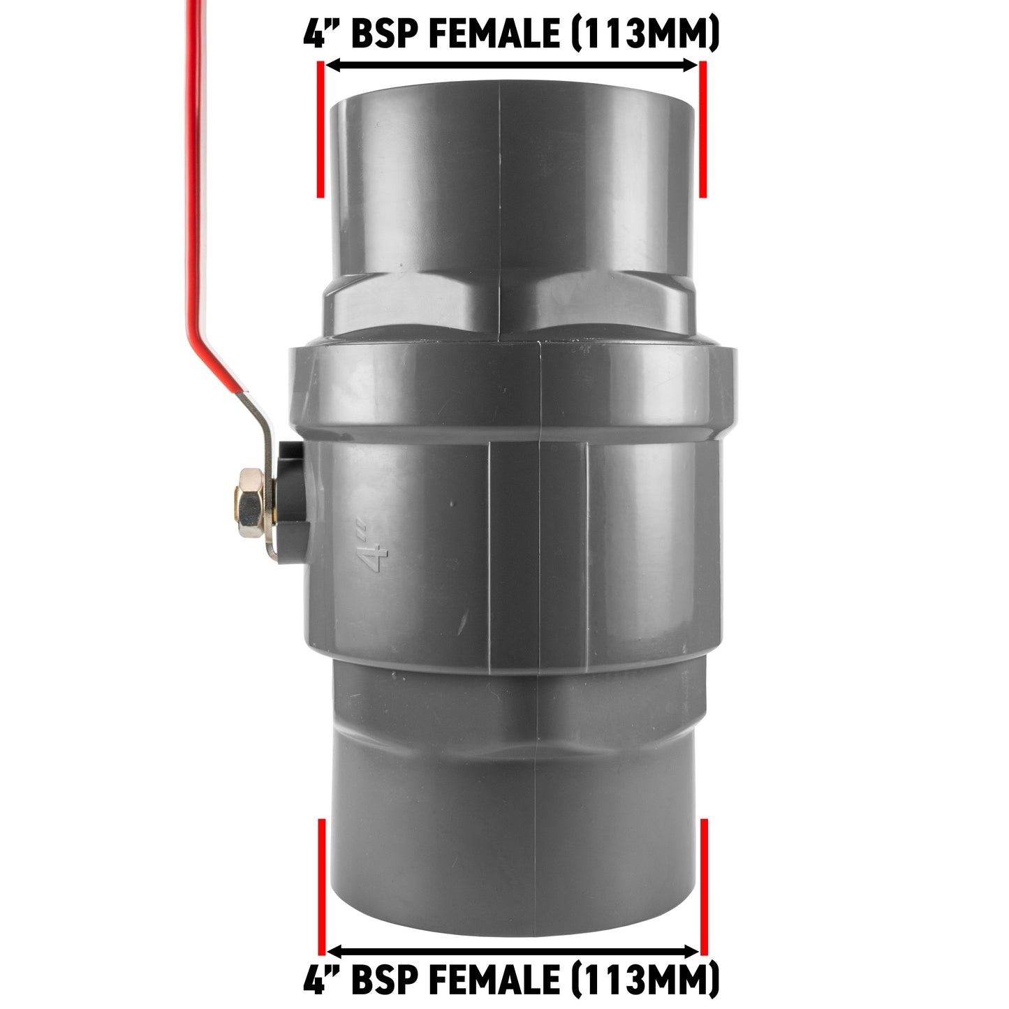 Stainless Steel Ball PP Valve & Barbed Outlet, 4"