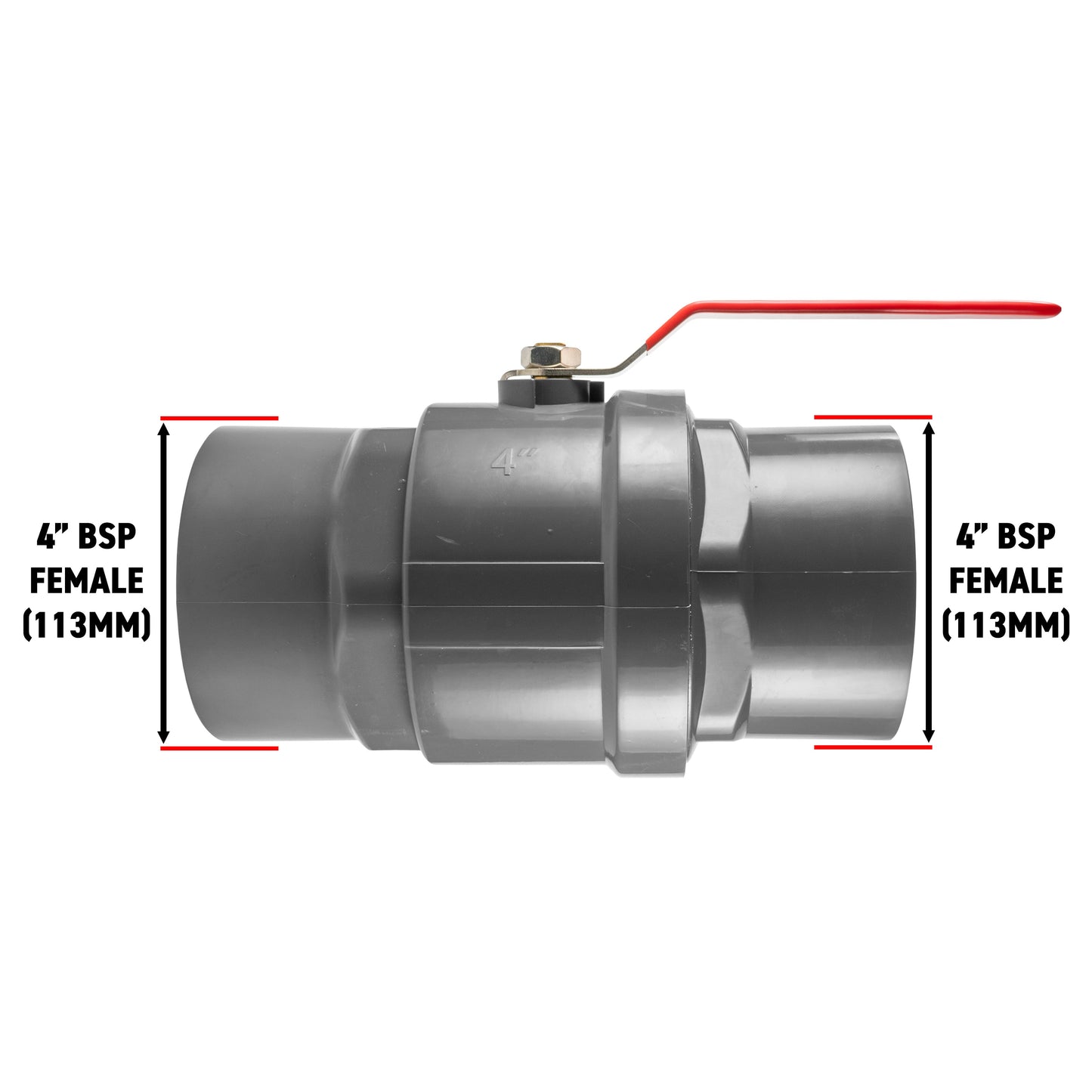 Stainless Steel Ball PP Valve & Barbed Outlet, 4"