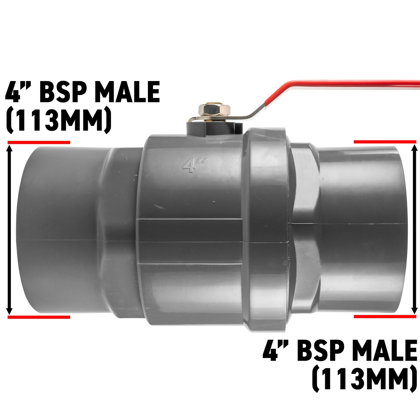 Stainless Steel Ball PP Valve & Barbed Outlet, 4"