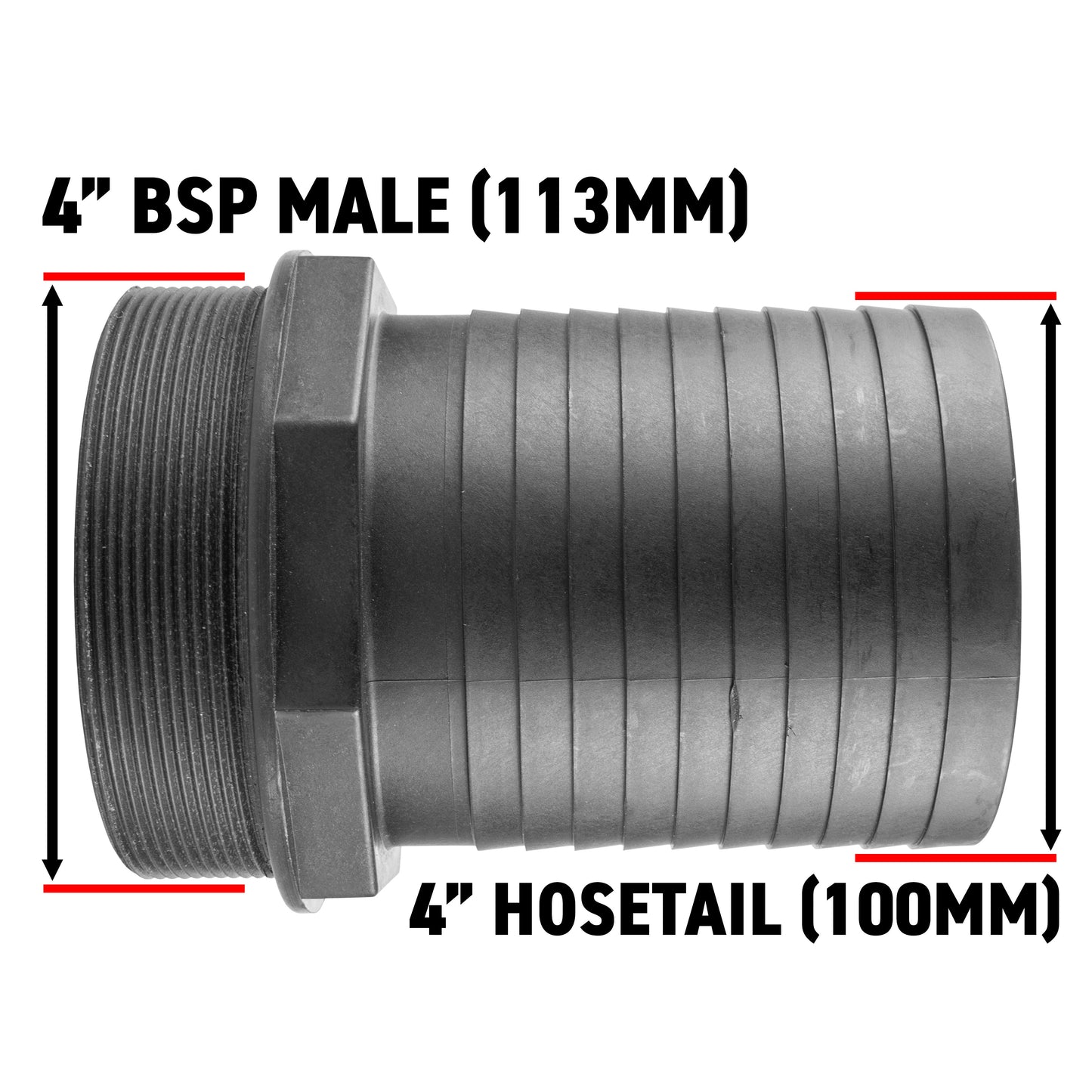 Stainless Steel Ball PP Valve & Barbed Outlet, 4"