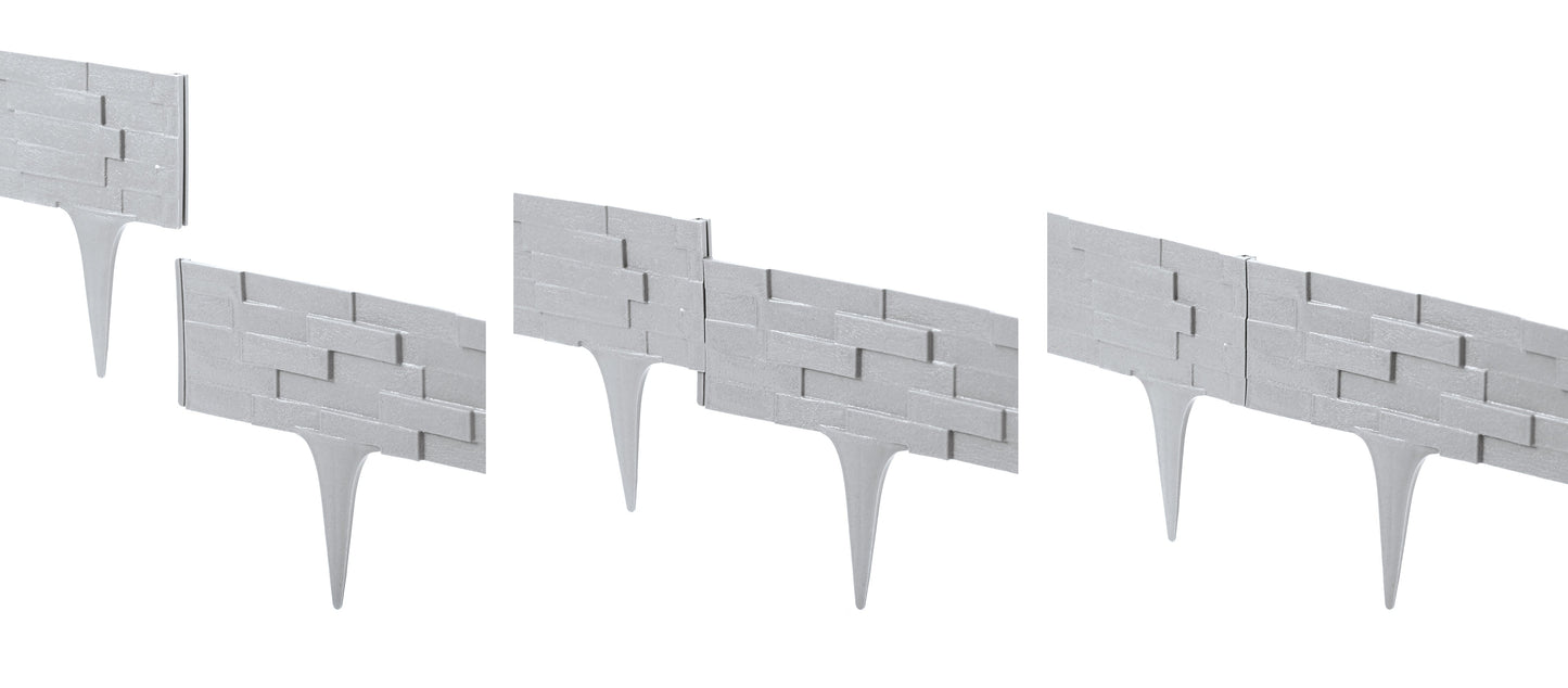 Grey Slate Texture Palisade Lawn Edging, 2.38m
