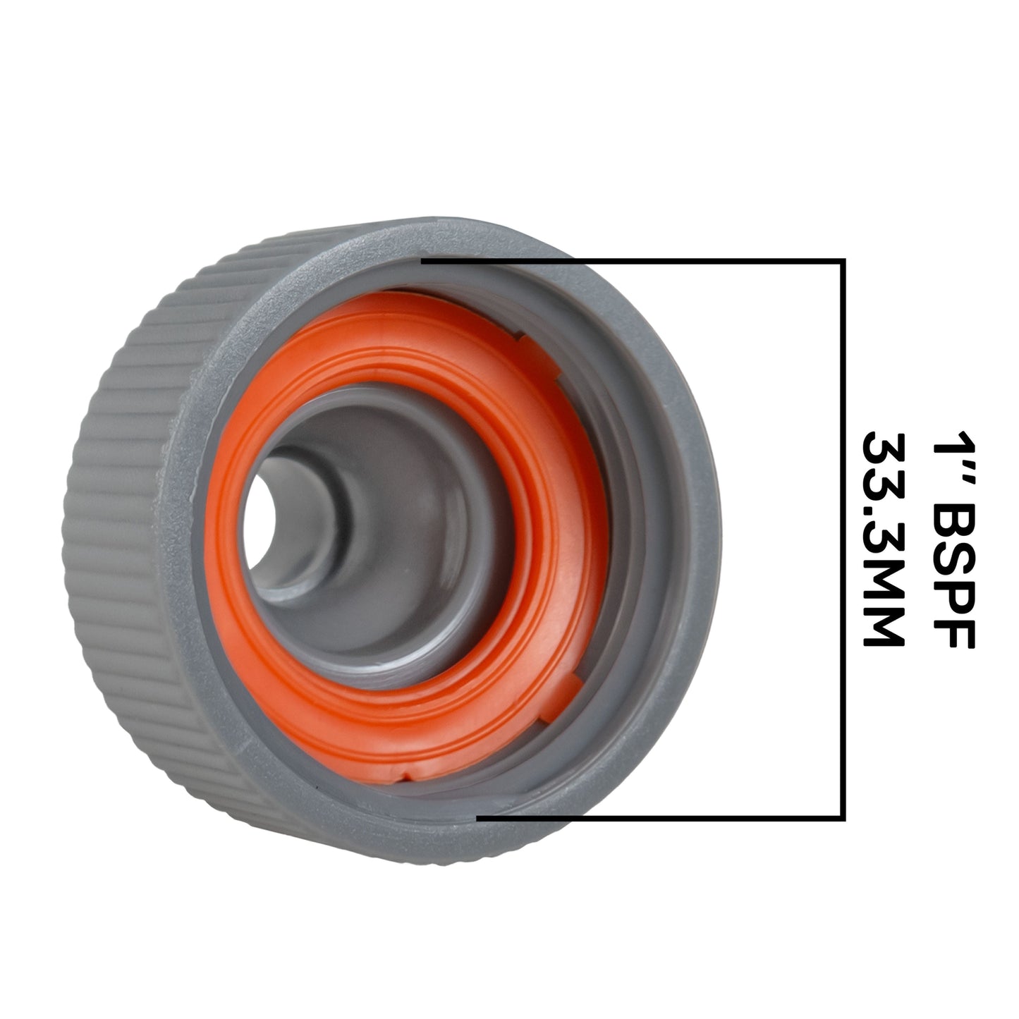Female Tap Connector – 1” BSPF, Grey