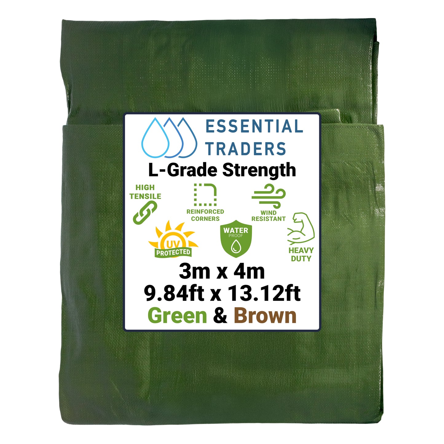 220gsm Heavy-grade Green & Brown Tarpaulins