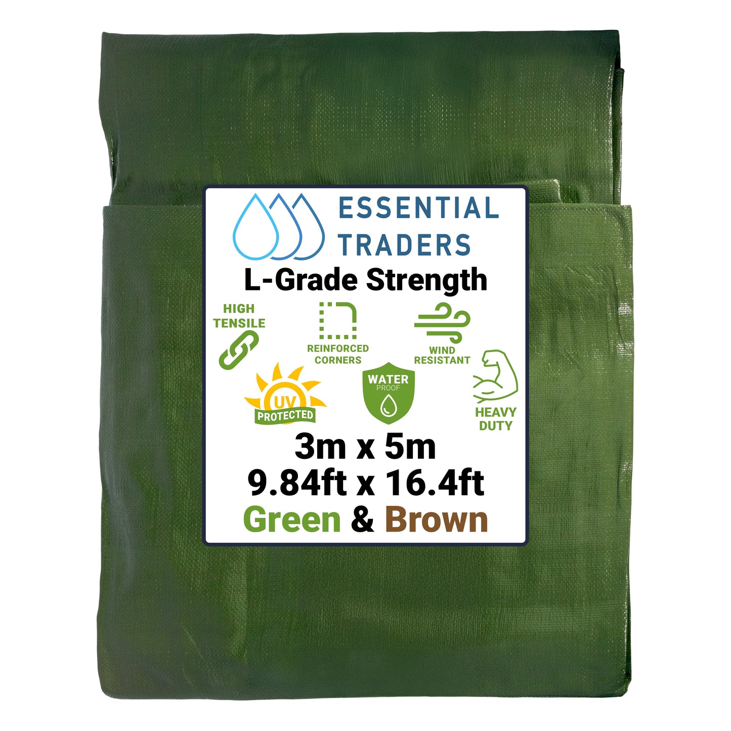 220gsm Heavy-grade Green & Brown Tarpaulins