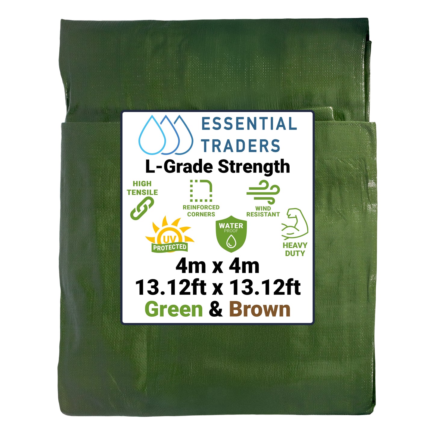 220gsm Heavy-grade Green & Brown Tarpaulins
