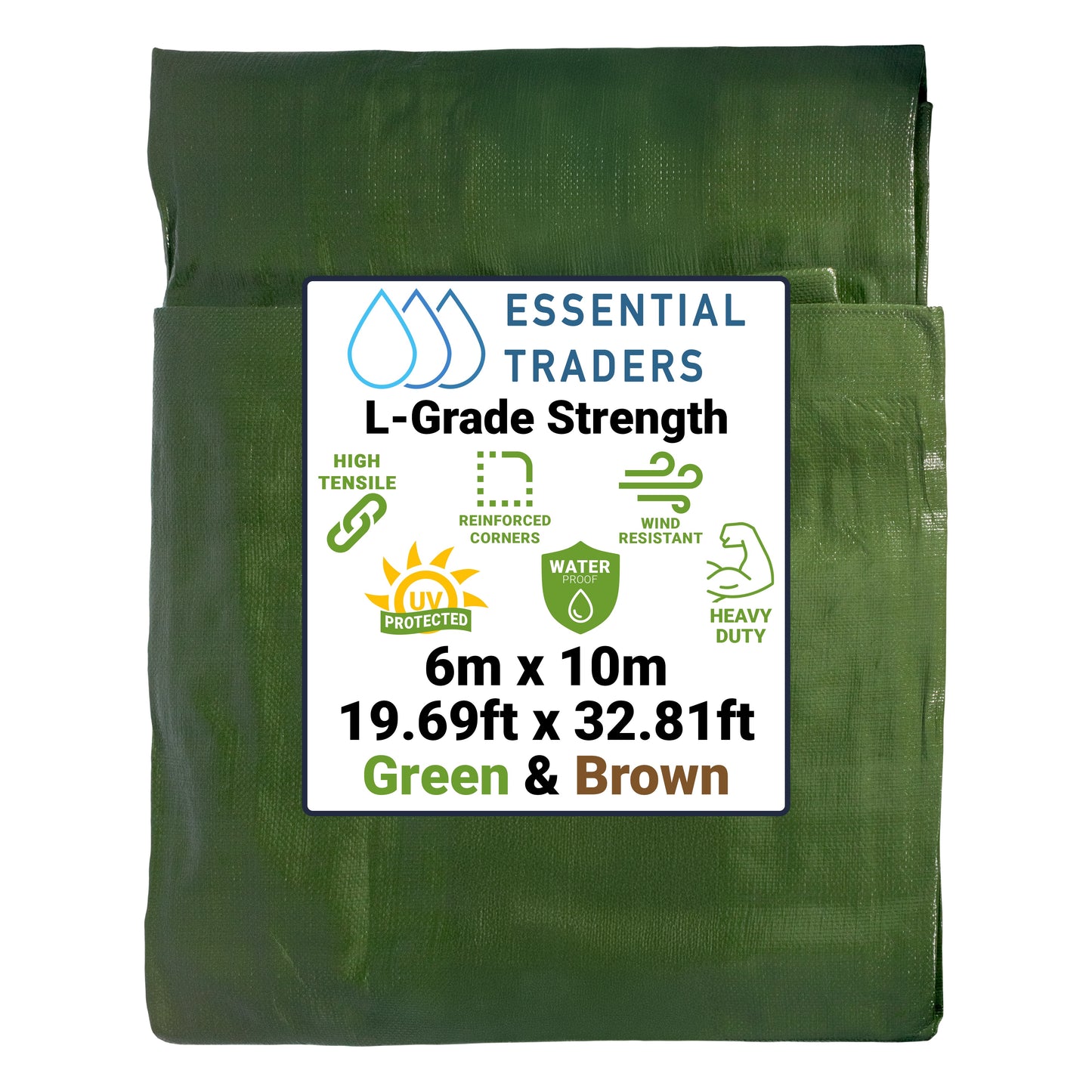 220gsm Heavy-grade Green & Brown Tarpaulins