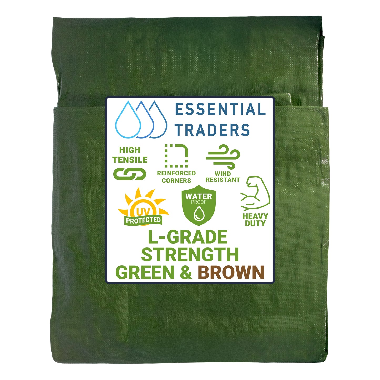 220gsm Heavy-grade Green & Brown Tarpaulins