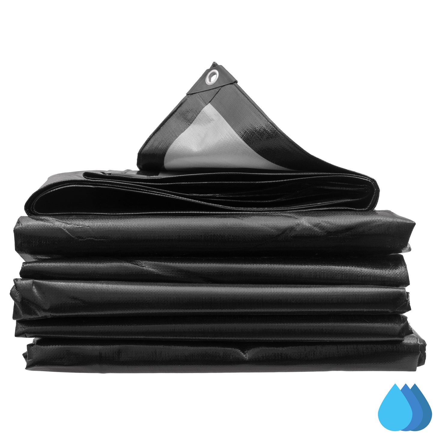 2m x 4m Black & Silver Tarpaulins, L-Grade 250 GSM