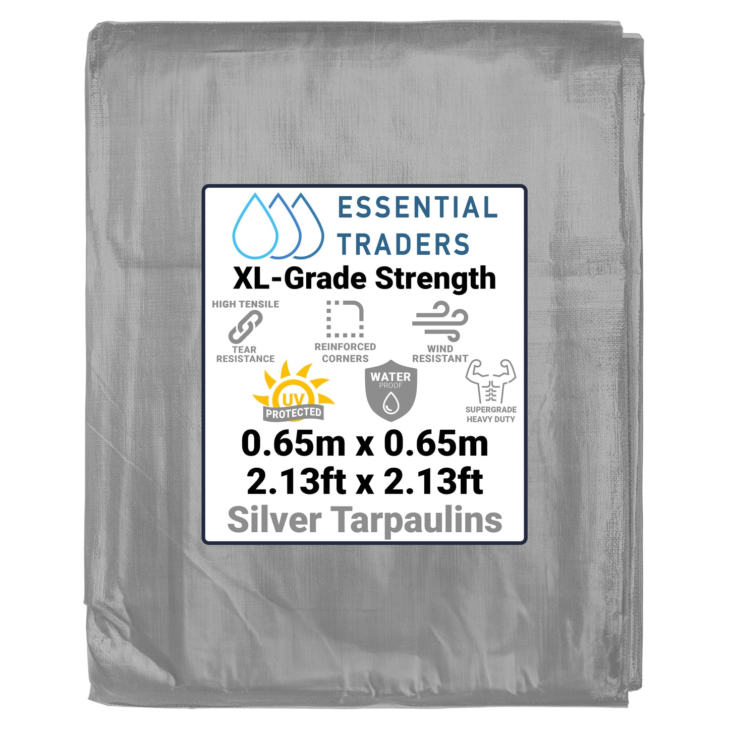 0.65m x 0.65m Silver & Black 300gsm Supergrade Tarpaulin