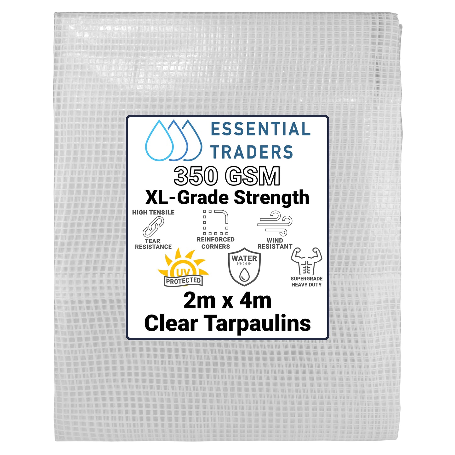 2m x 4m Clear Monotex 350gsm Supergrade Tarpaulin