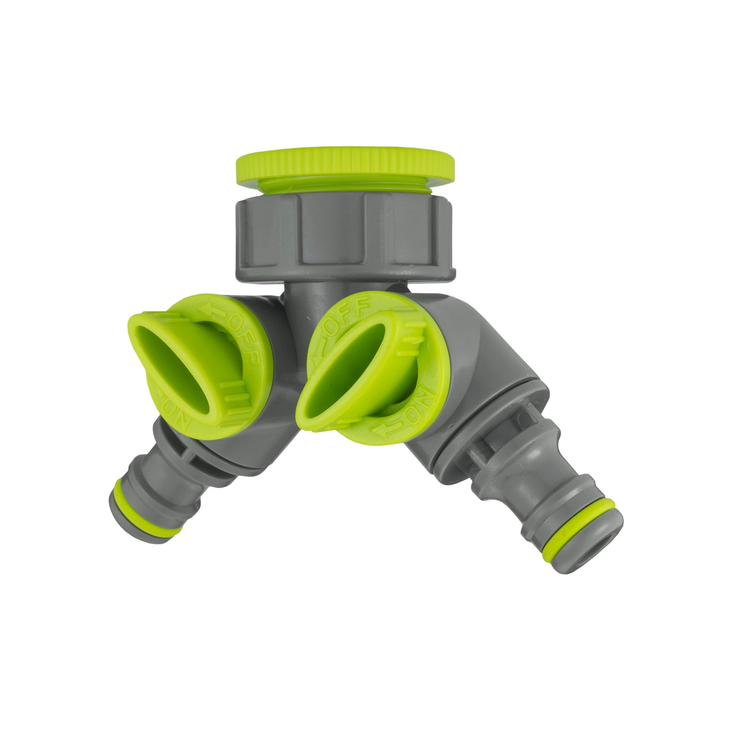 Bradas Double Outlet Tap Splitter with Valves, Lime