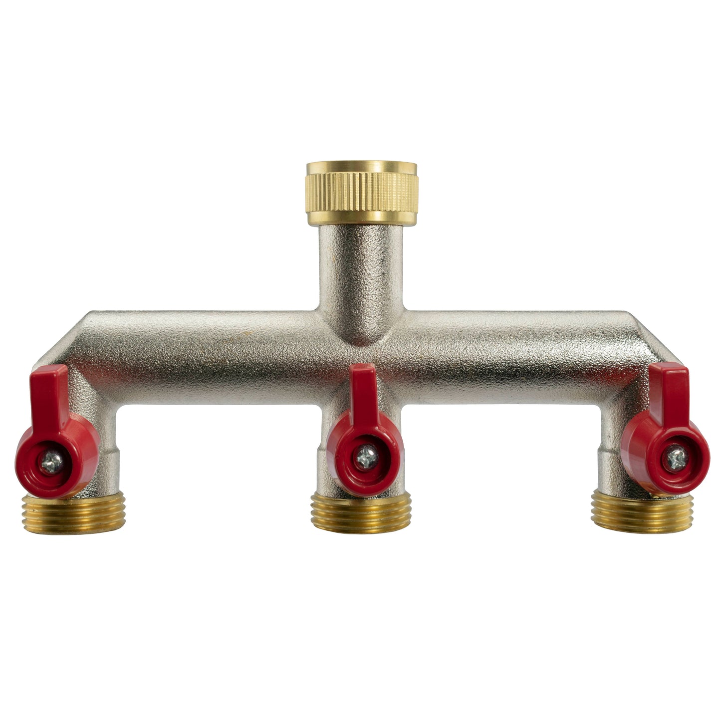 3-Way Tap Splitter with Valves - 3/4" BSPM, Brass