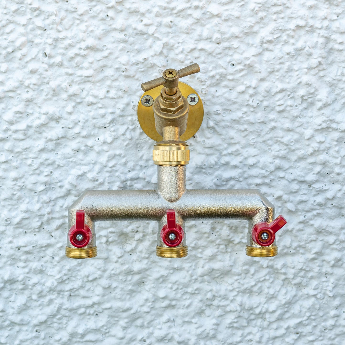 3-Way Tap Splitter with Valves - 3/4" BSPM, Brass