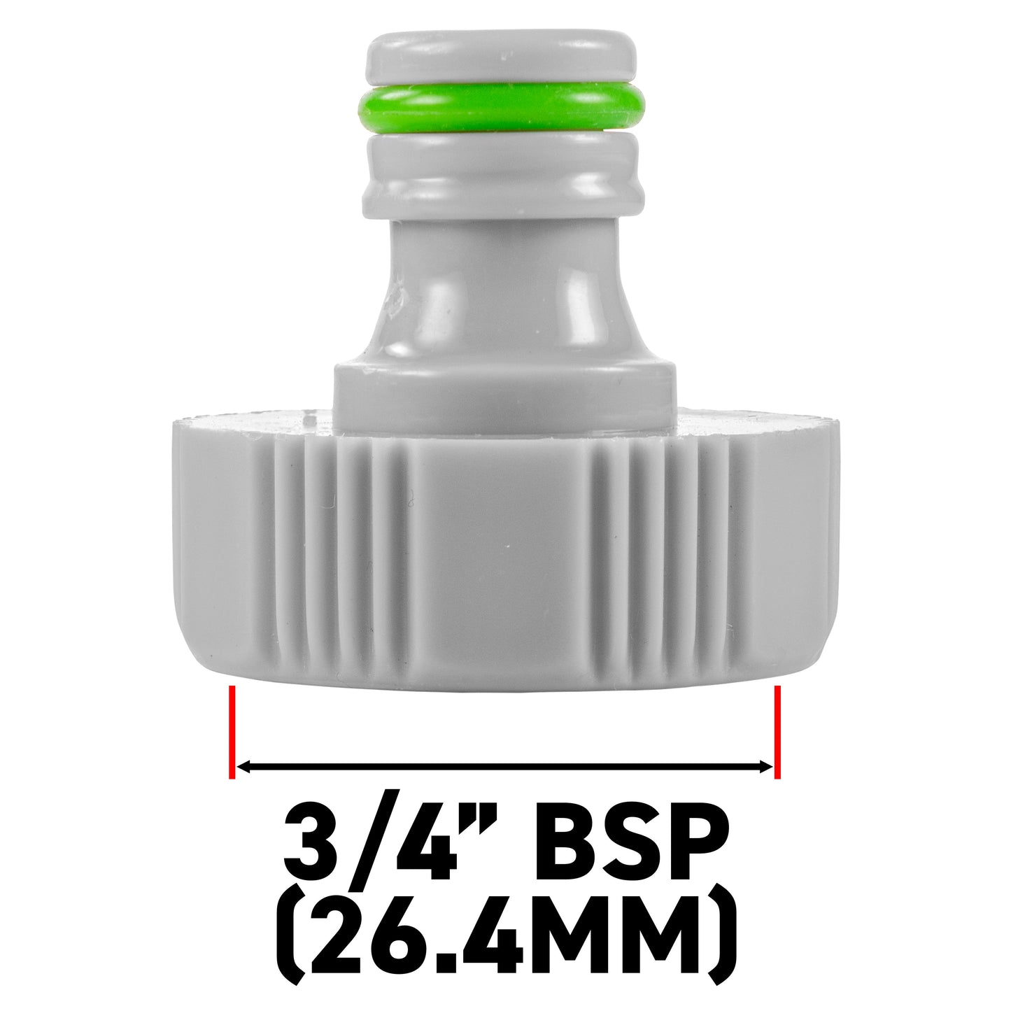 Female Tap Connector – 3/4” & 1/2” BSPF, Green & Grey