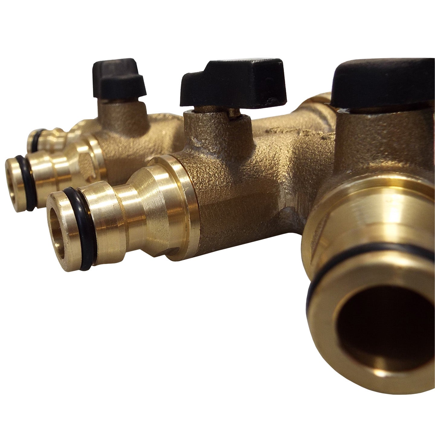 4-Way Tap Splitter Valve with Quick Connectors, Brass
