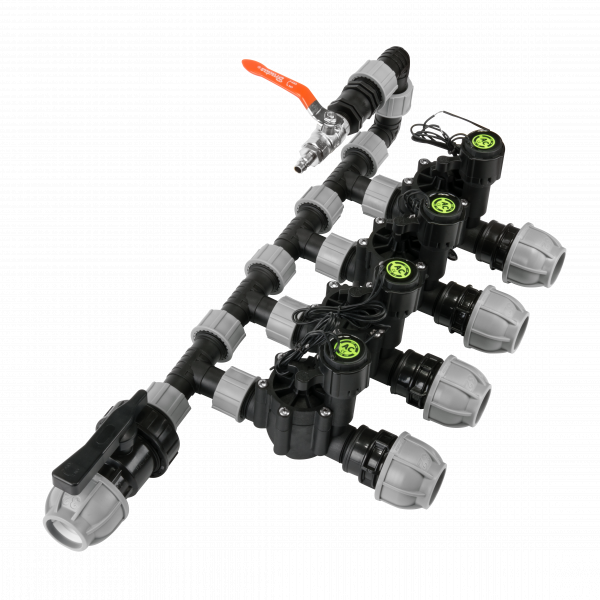 1" BSP Irrigation Tee with Swivel Threads, Female-Female-Male