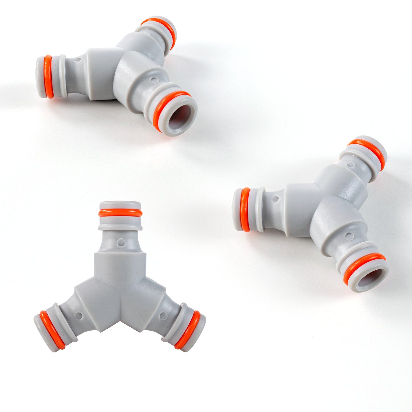 Three Way Male Quick Connector, Grey