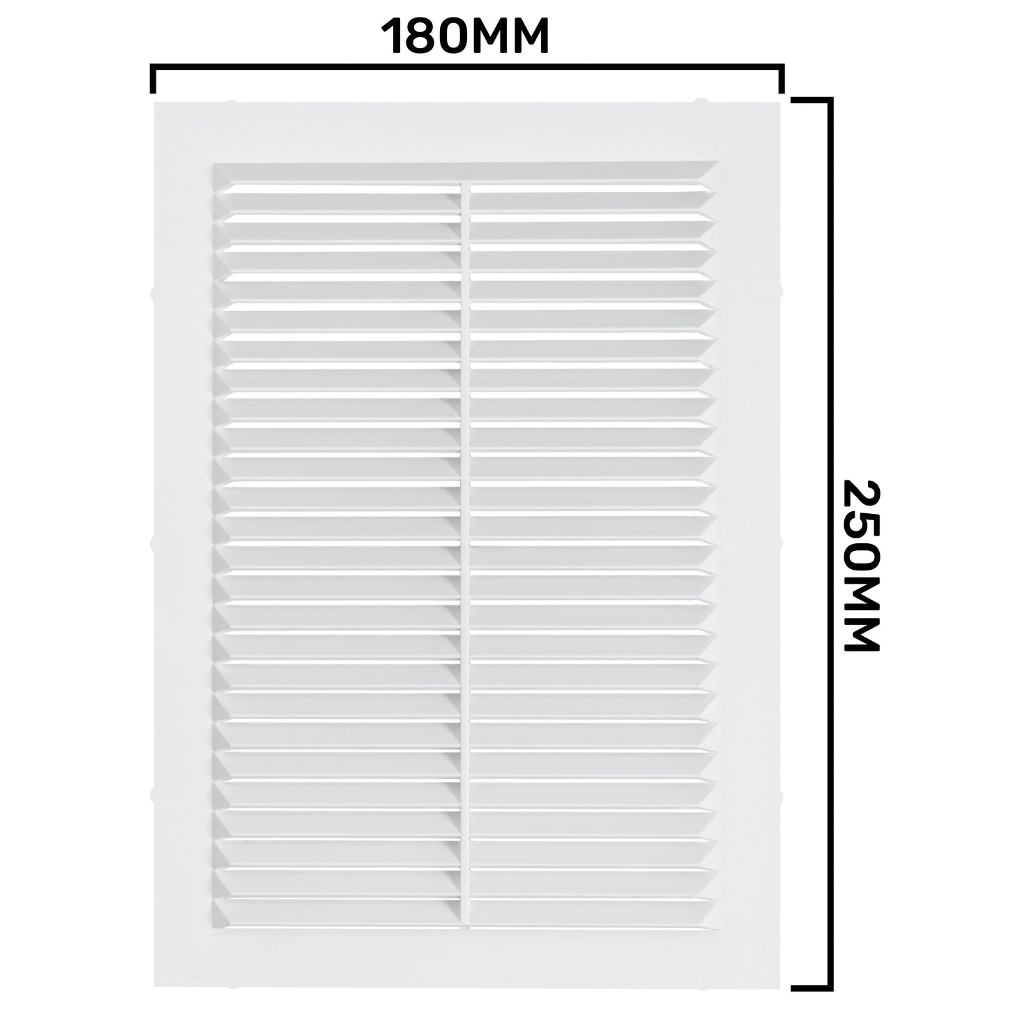 White Louvre Vent with Fly Screen, 180mm x 250mm