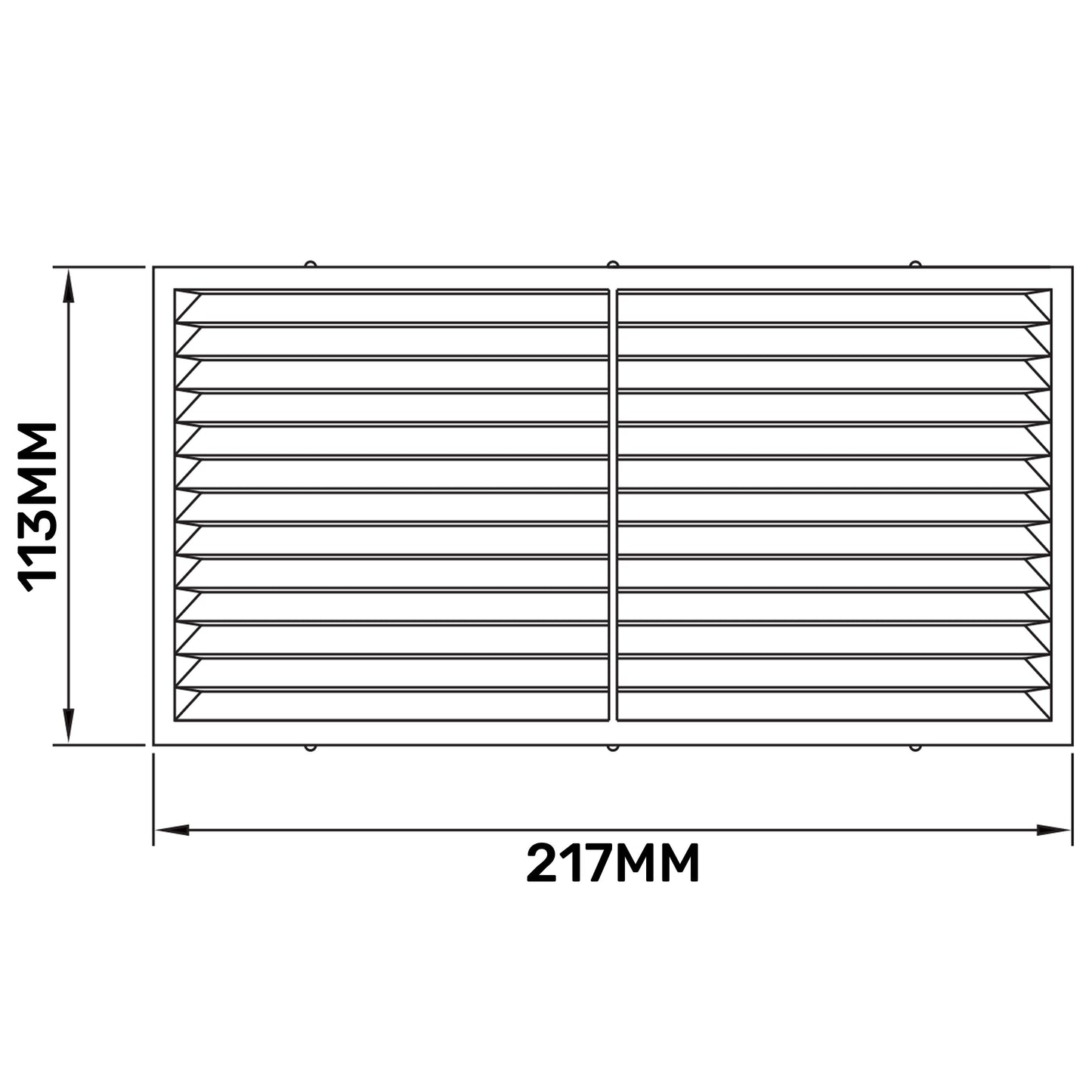 White Louvre Vent with Fly Screen, 120mm x 220mm