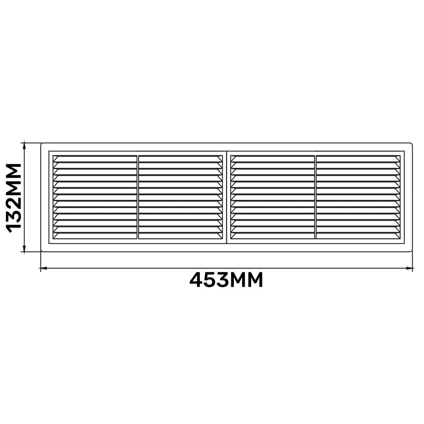 White Louvre Vent with Fly Screen, 110mm x 430mm
