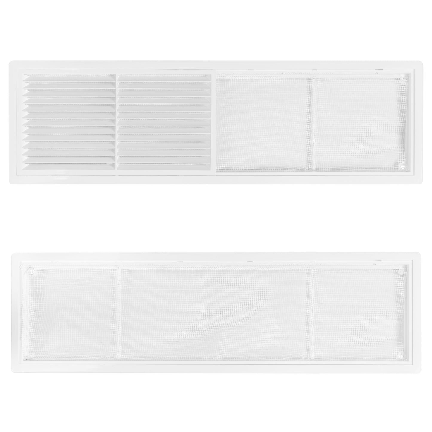 White Louvre Vent with Fly Screen, 110mm x 430mm