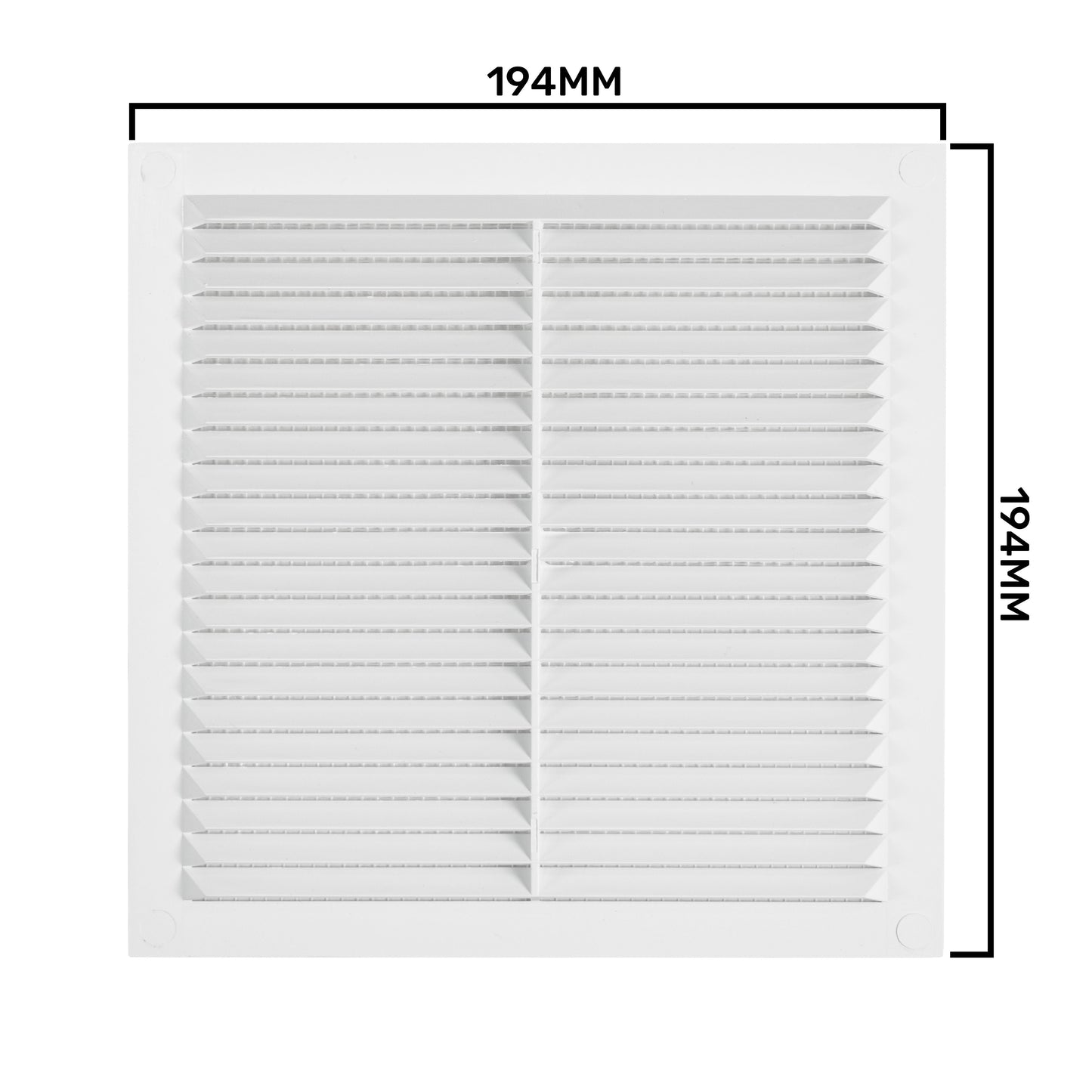 White Louvre Vent with Fly Screen, 195mm x 195mm