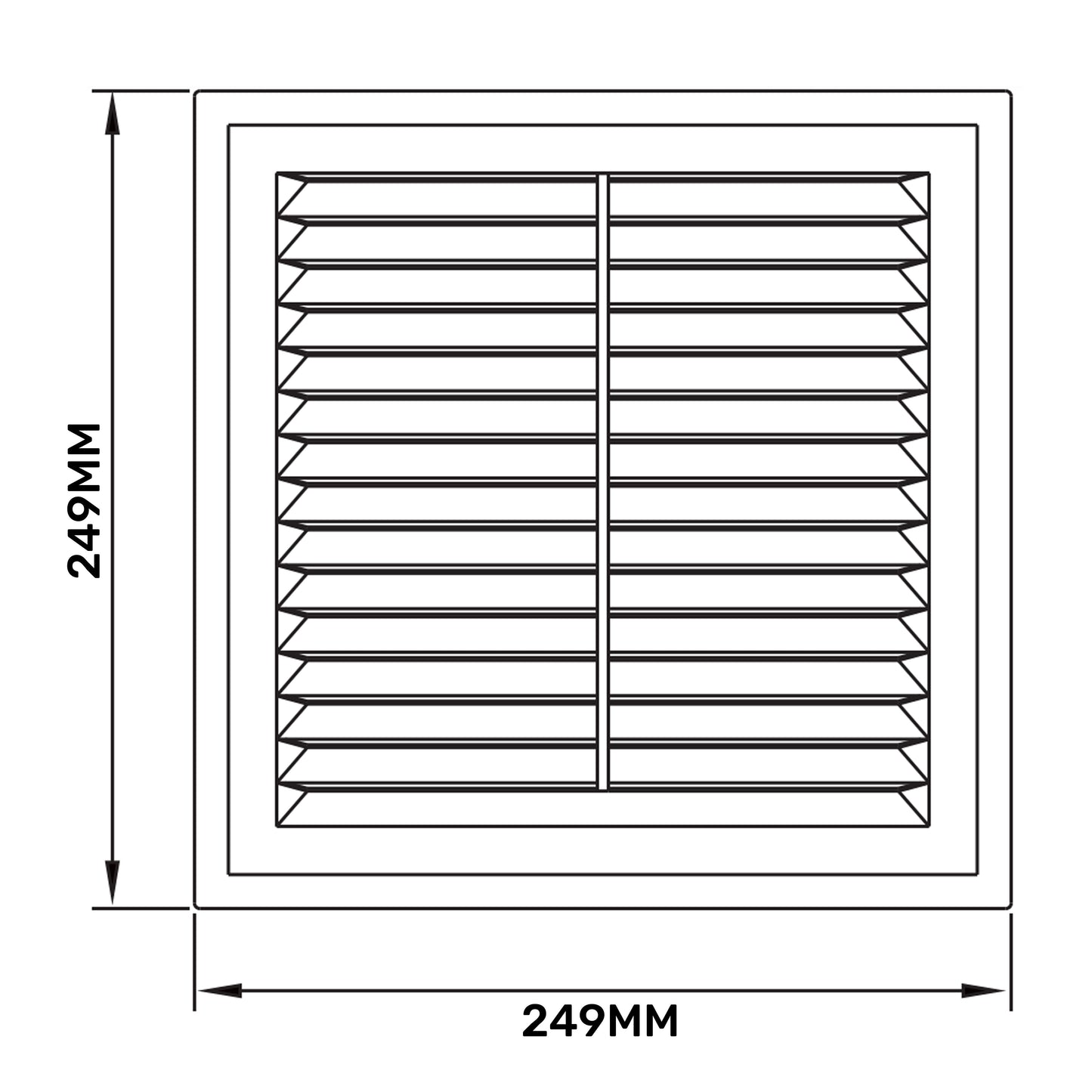 White Louvre Vent with Fly Screen, 250mm x 250mm