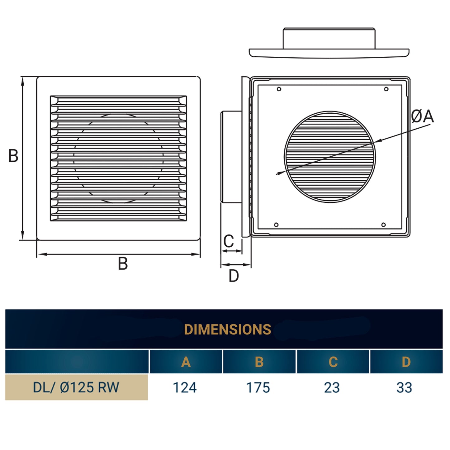 Luxury White Duo Smart Louvre Vent with Fly Mesh, 125mm x 125mm