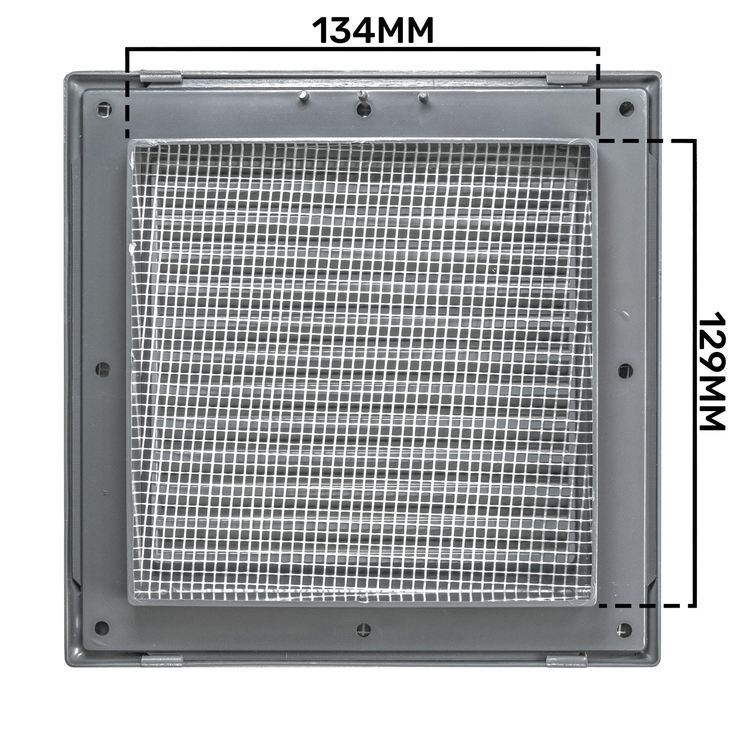 Grey Duo Smart Louvre Vent with Fly Mesh, 135mm x 135mm