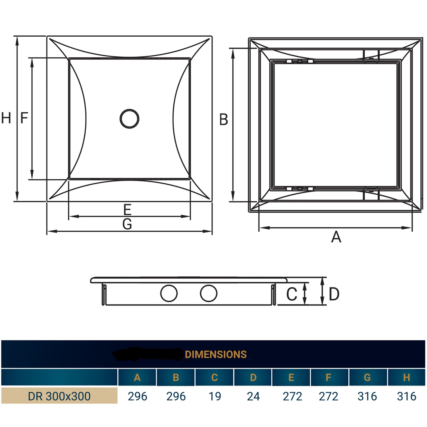 White Access Panel Service Door, 300mm x 300mm