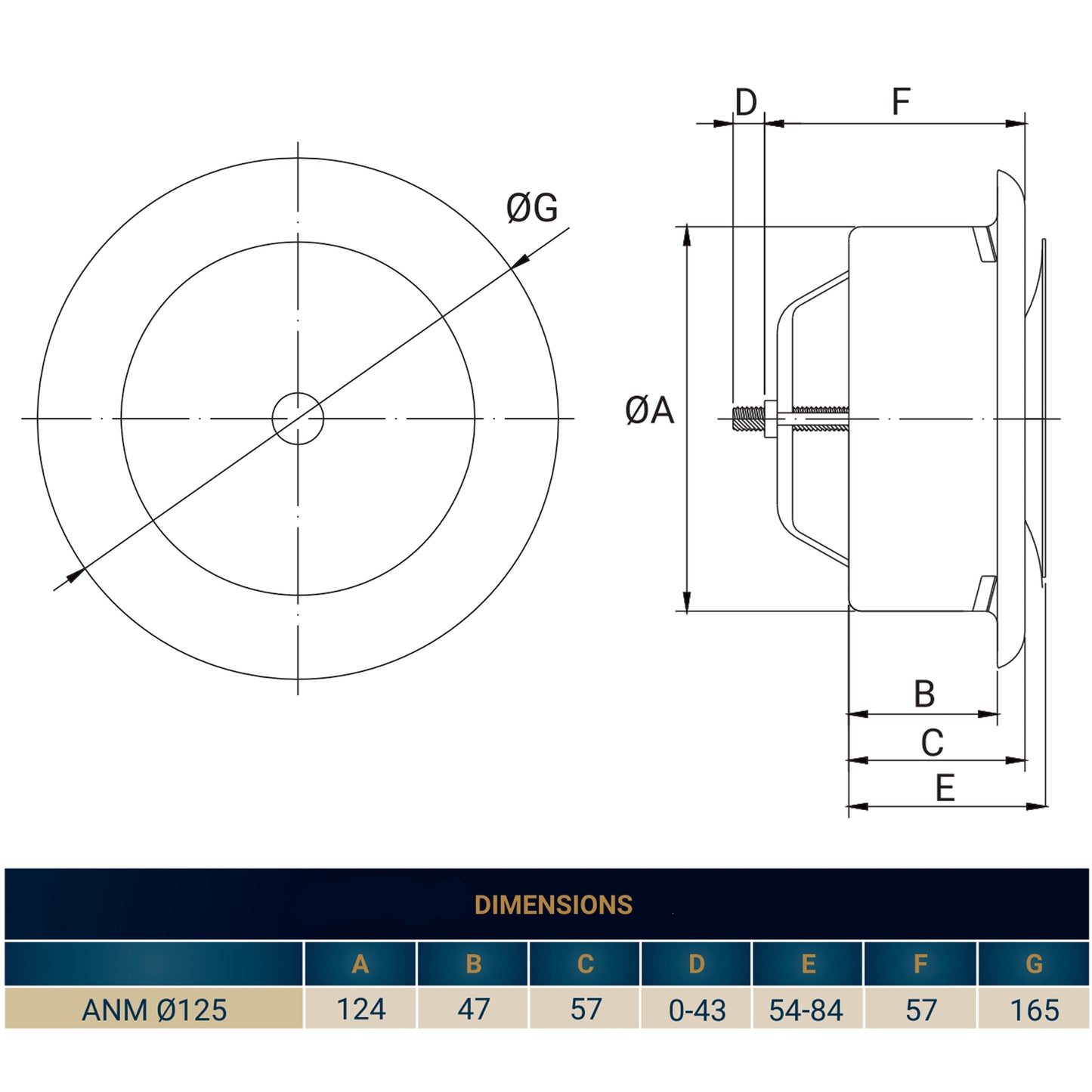 White Metal Anemostat Intake Ceiling Valve, 125mm