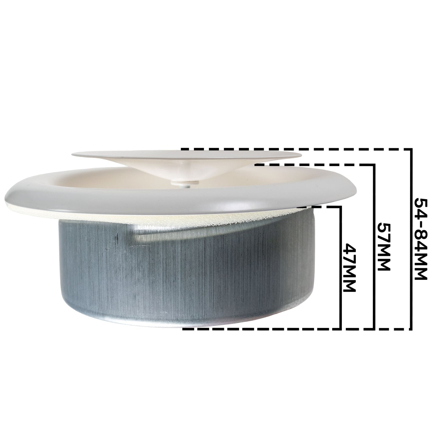 White Metal Anemostat Intake Ceiling Valve, 125mm
